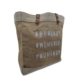 Apolis Global Citizen #WomanUp Burlap Tote Bag NWT